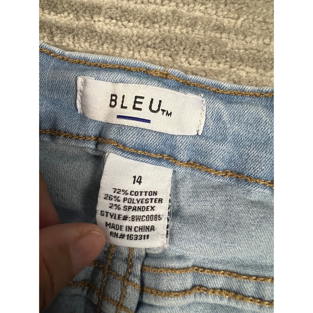 Bleu Cropped Jeans Womens 14 Light Blue BWC0085 Stretch Cuffed Denim Capris - Picture 8 of 13